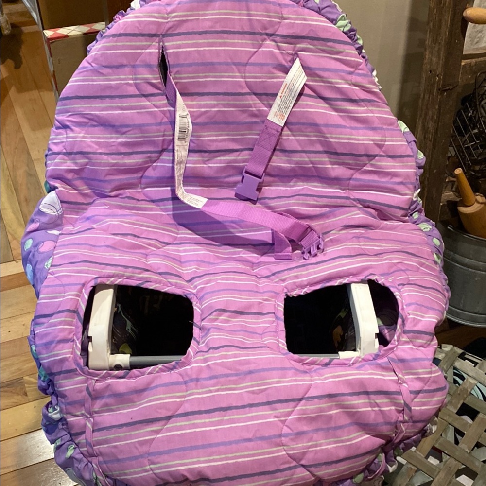 Purple and White Mummy-Themed Car Seat Cover